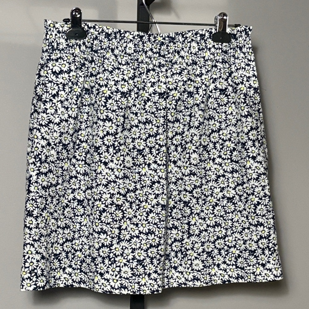 NEW J Crew Size 10 Blue Daisy Skirt Floral Cotton Linen Blend A Line